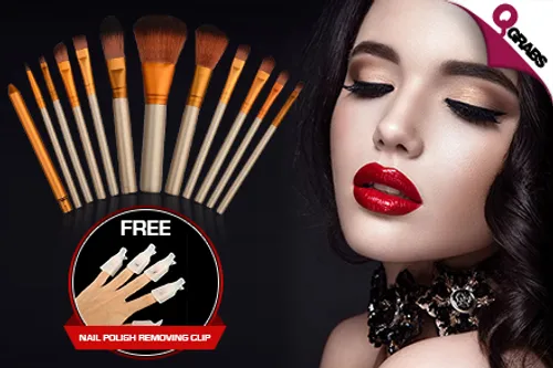 From QR49 Get that perfect look with a Set of Twelve Trendy Makeup Brushes plus a Set of Ten Nail Polish Removing Clip Tools FREE! (QR198 Value)